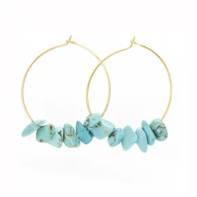 Rock Candy Turquoise Hoop Earrings - Water Resistant