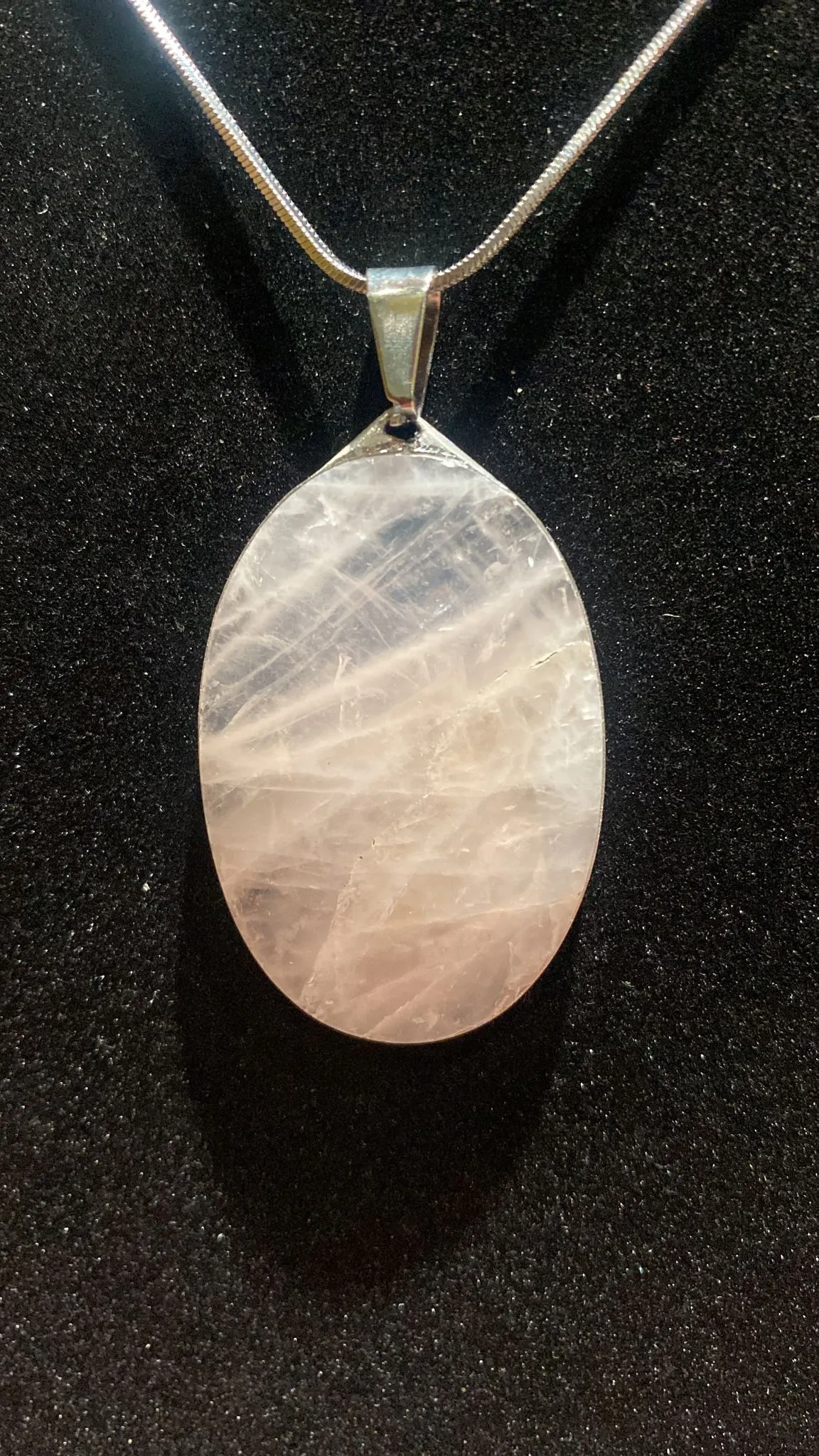 Rose Quartz Oval Crystal Pendant (XL)