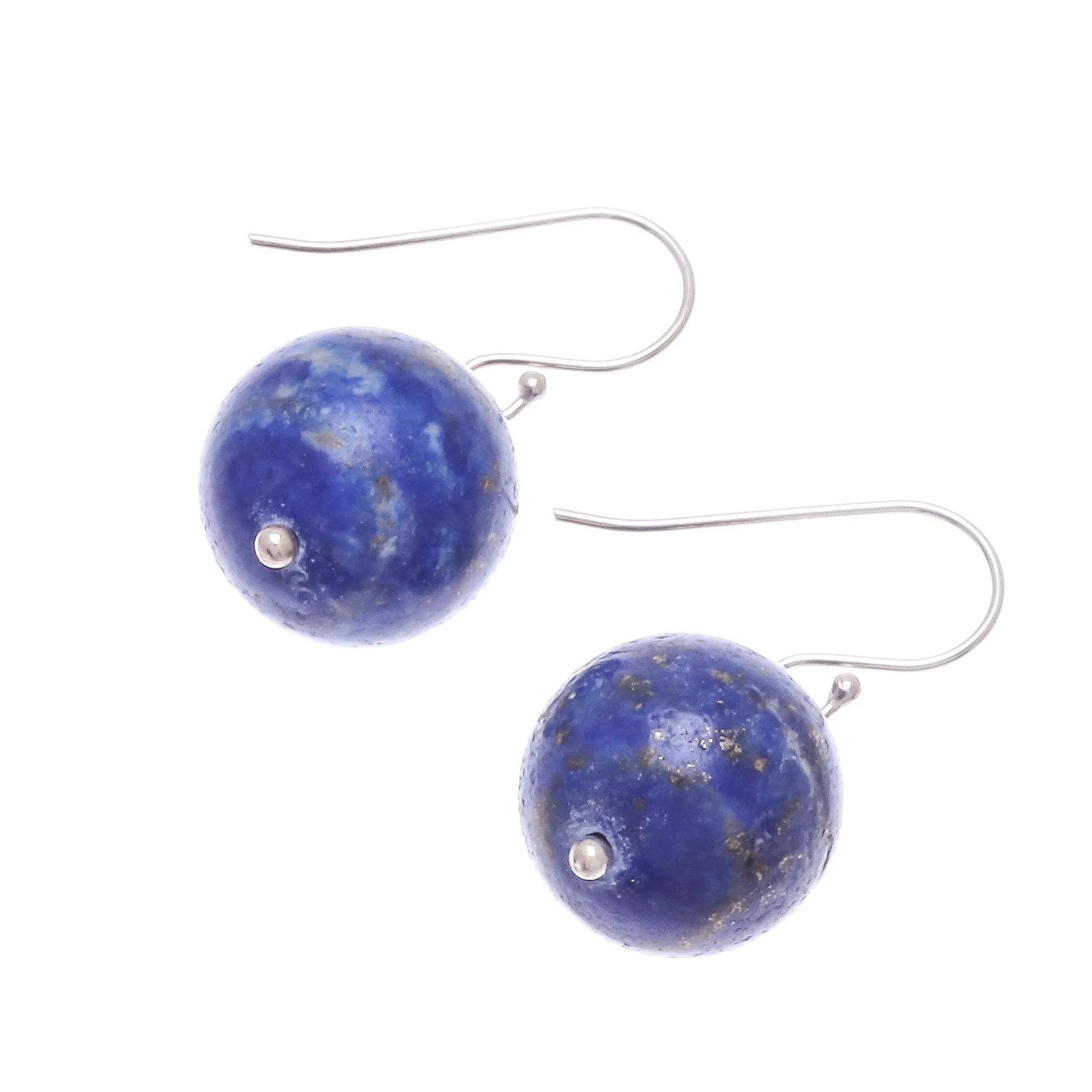 Round Lapis Lazuli Dangle Earrings from Thailand - Round Charm | NOVICA