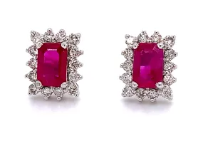 Ruby & Diamond Push Back Earrings