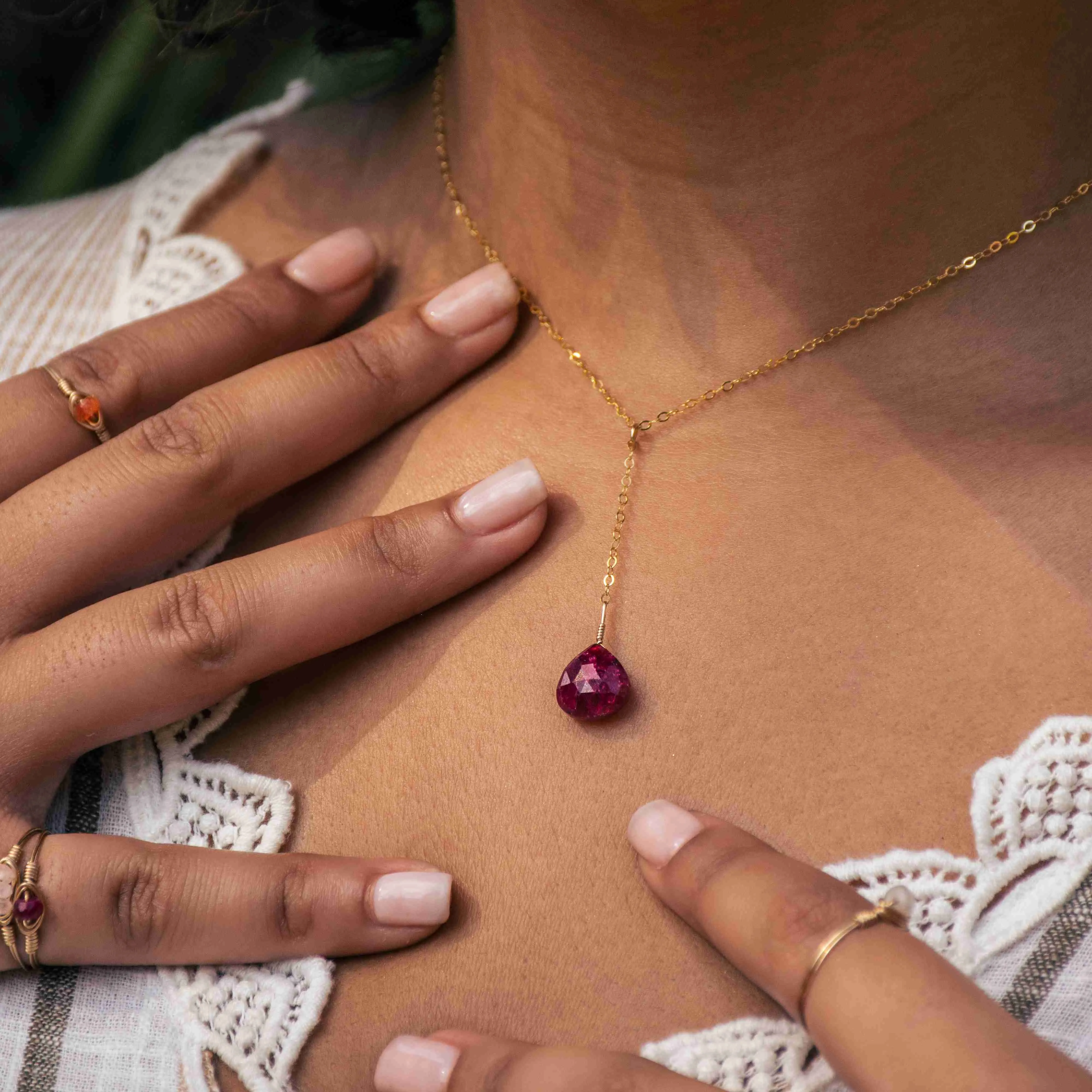 Ruby Lariat Necklace