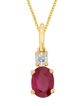 Ruby Pendant - 10ct Yellow Gold Ruby and Diamond Pendant - 786663