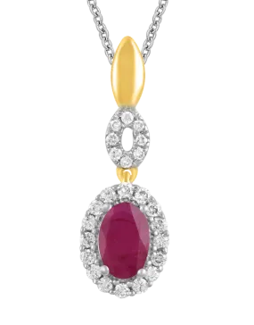 Ruby Pendant - 14ct Yellow & White Gold Ruby & Diamond Pendant - 780615