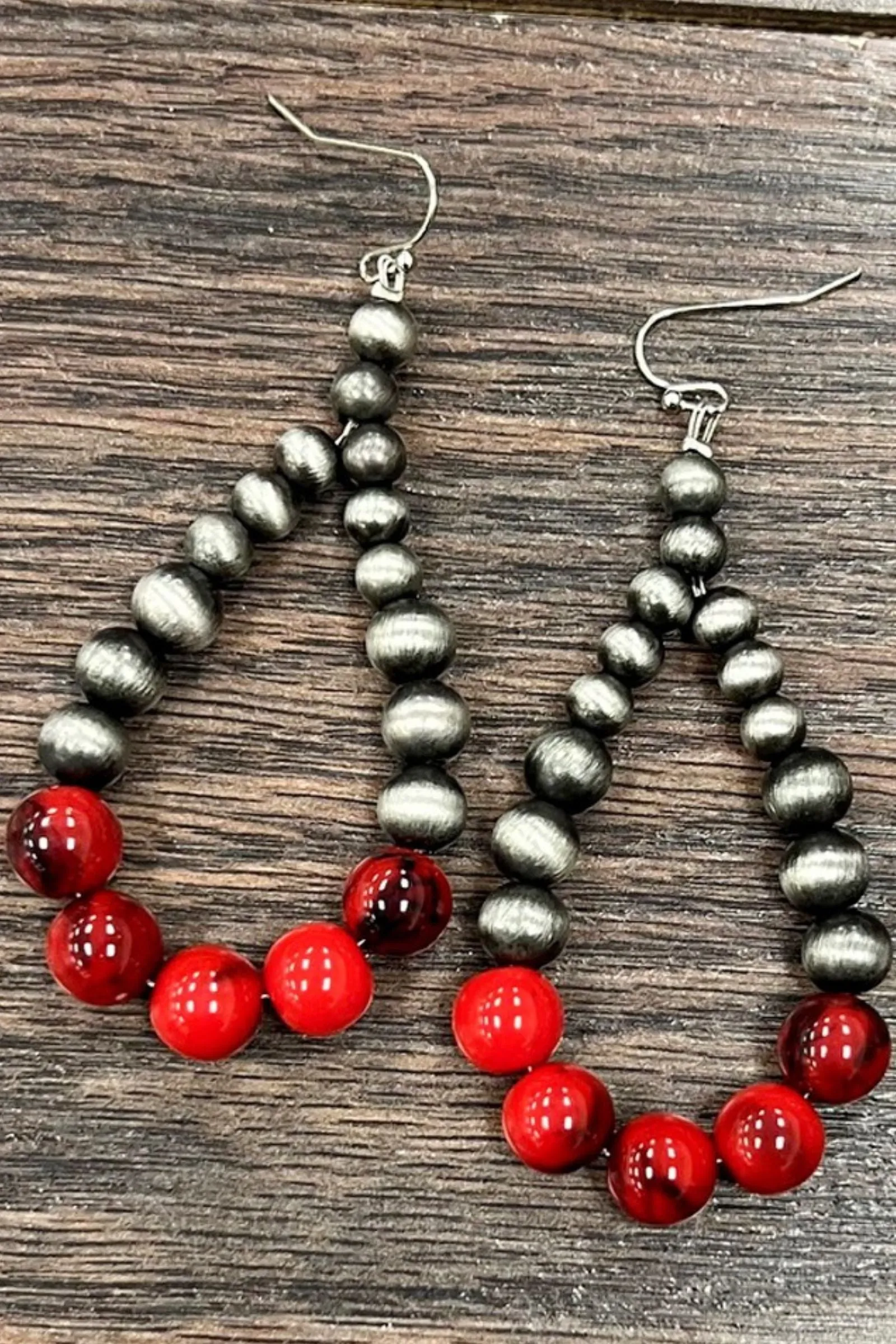 Ruby Red Navajo Pearl Teardrop Earrings