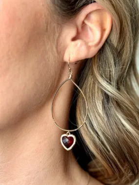 Ruby Reverie Dangle Earrings - Gold