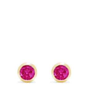 Ruby Royale 14K Yellow Gold Bezel Set Ruby Stud Earrings, 1.14 TCW