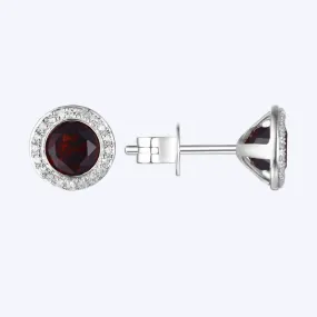 Ruby Studs with Diamond Halo