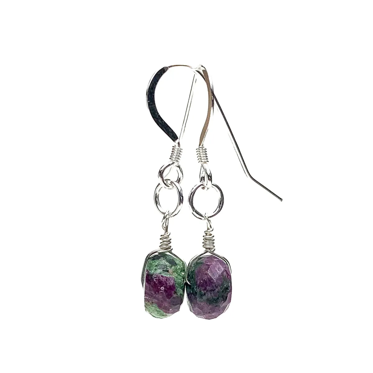 Ruby Zoisite Earrings With Sterling Silver French Earwires