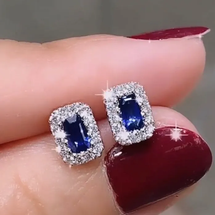 Sapphire And Diamond Push Back Earrings