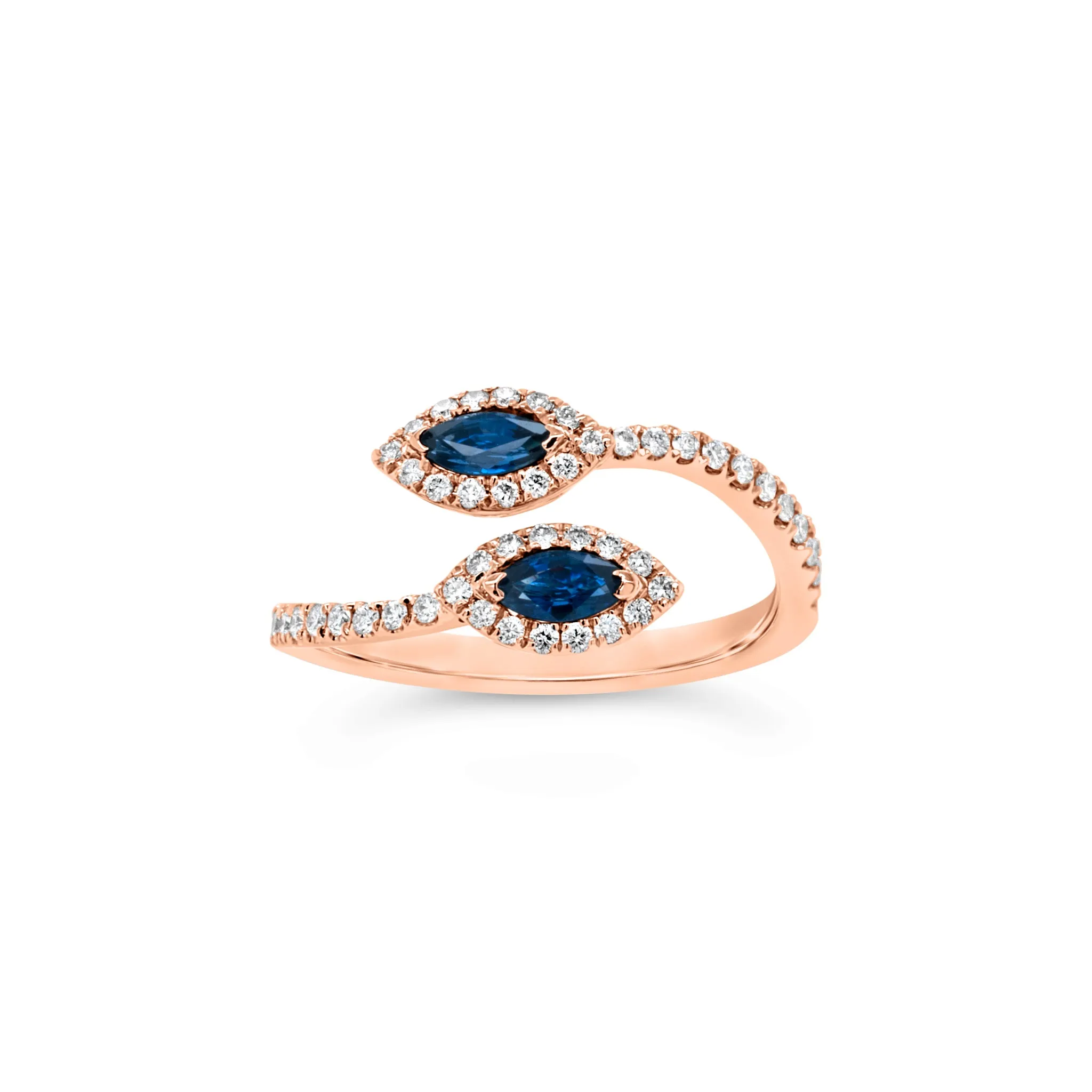 Sapphire Marquise & Diamond Open Ring