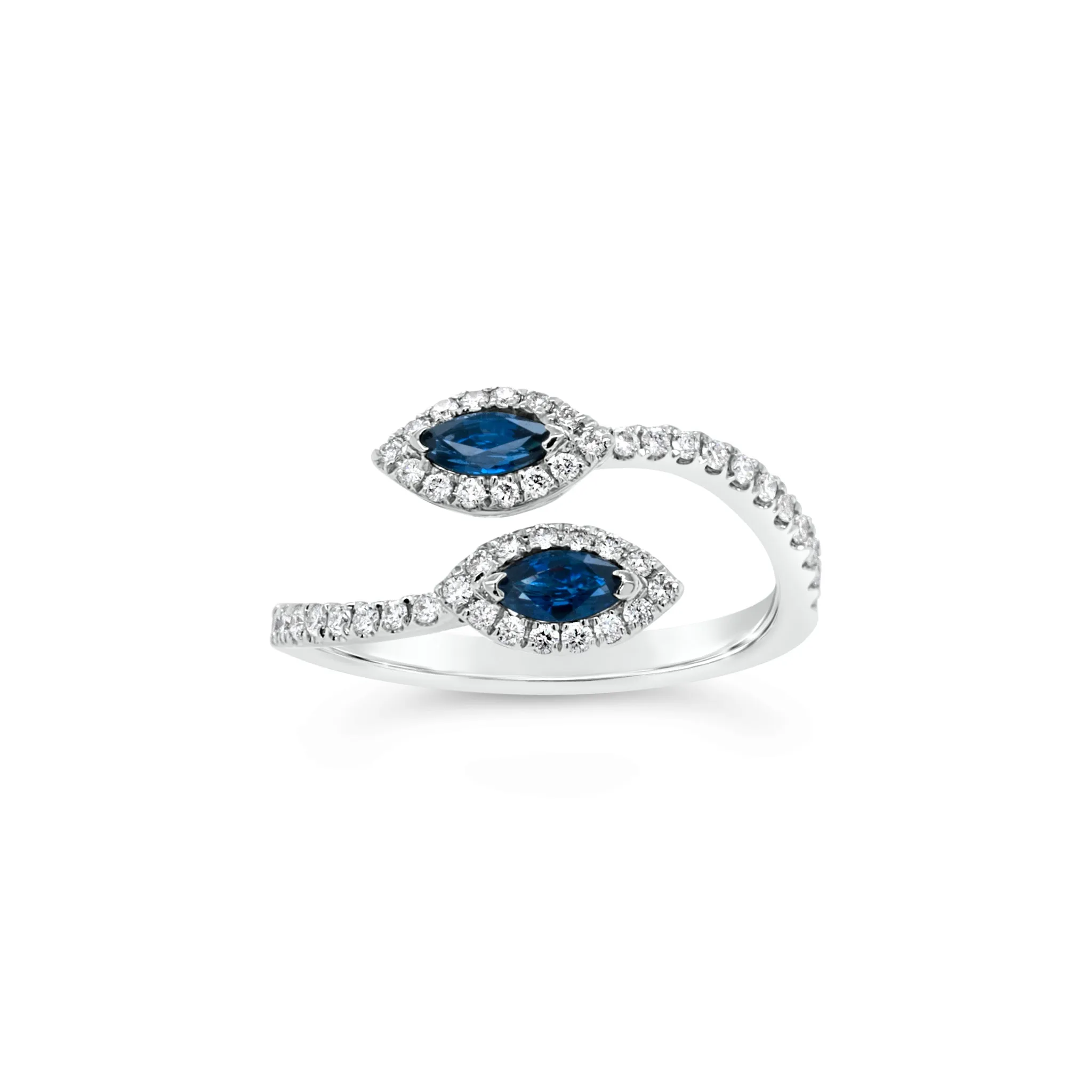 Sapphire Marquise & Diamond Open Ring