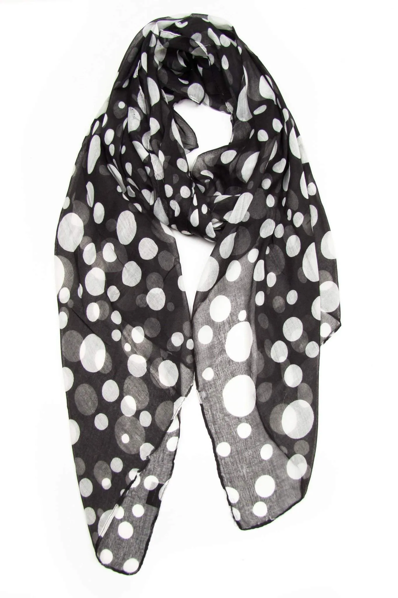 Scarf / Black & White Polka Dot / Unisex