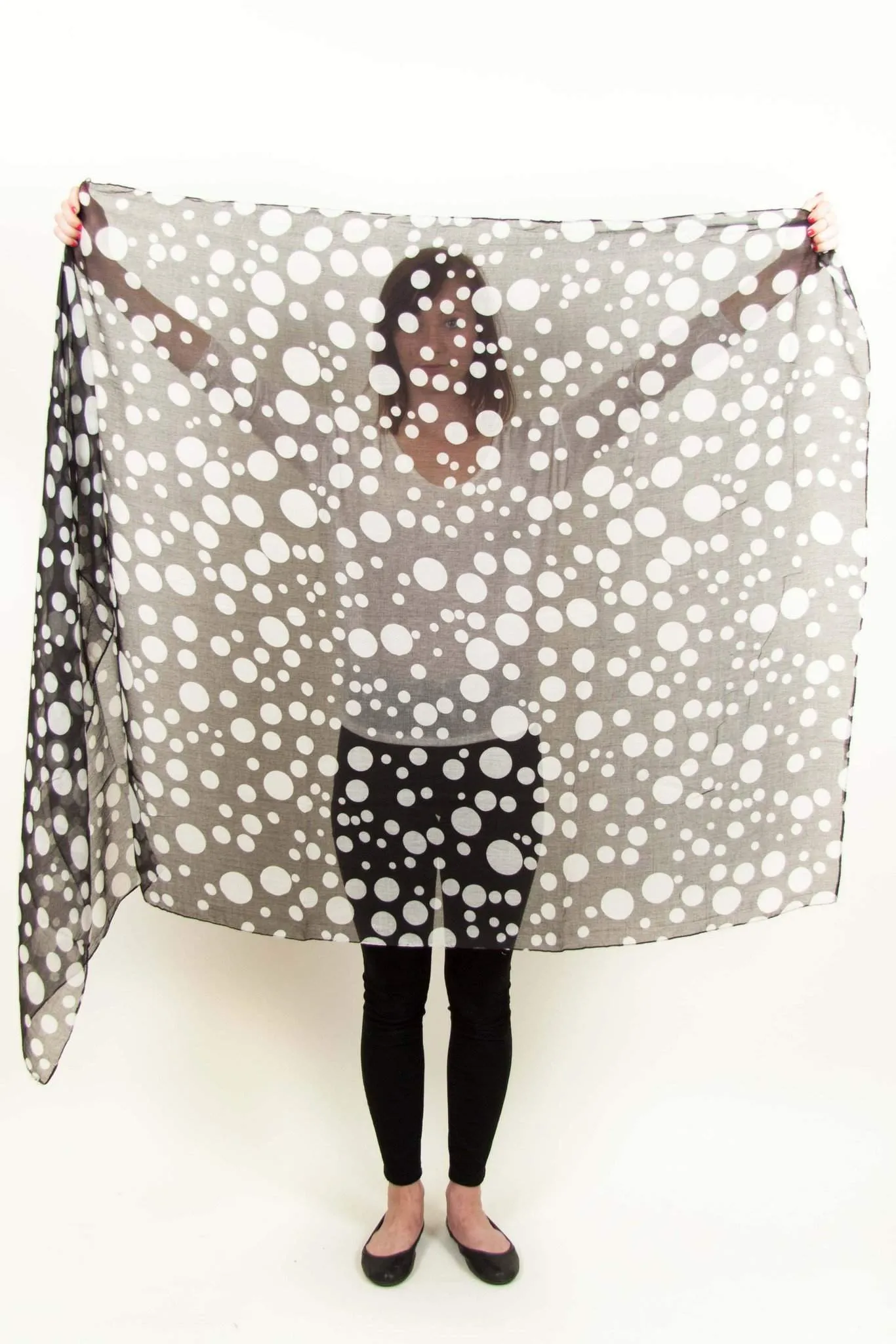 Scarf / Black & White Polka Dot / Unisex