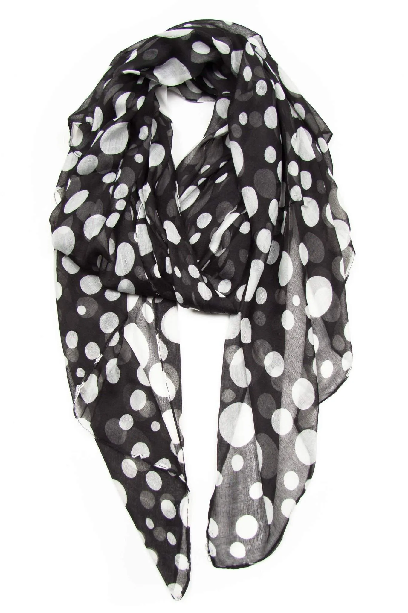 Scarf / Black & White Polka Dot / Unisex