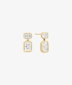 SHASHI Emerald Baguette Drop Earrings