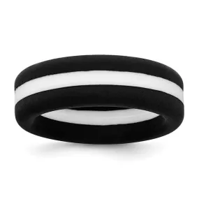 Silicone Black with White Line Center 7.5mm Flat Band Size