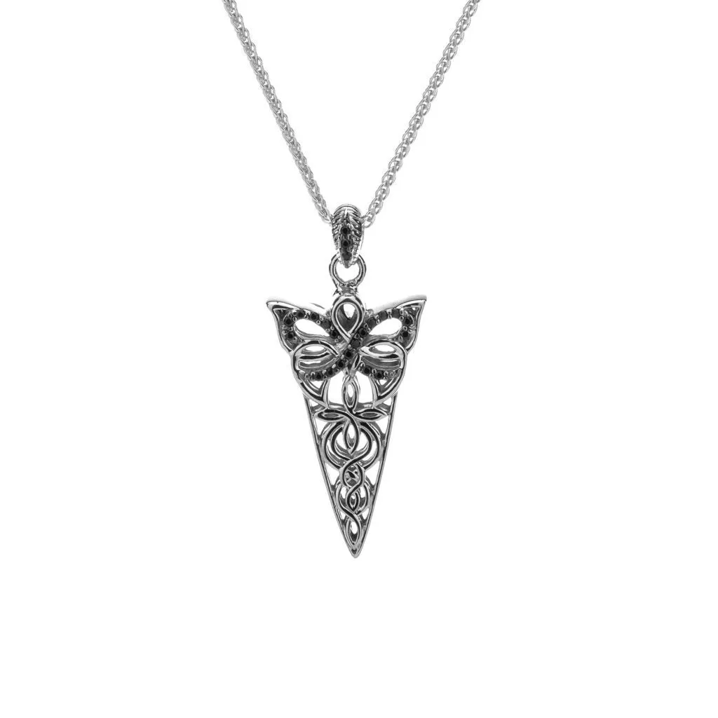 Silver and 10k Rose Gold Reversible Butterfly Pendant -Topaz and Cubic Zirconia