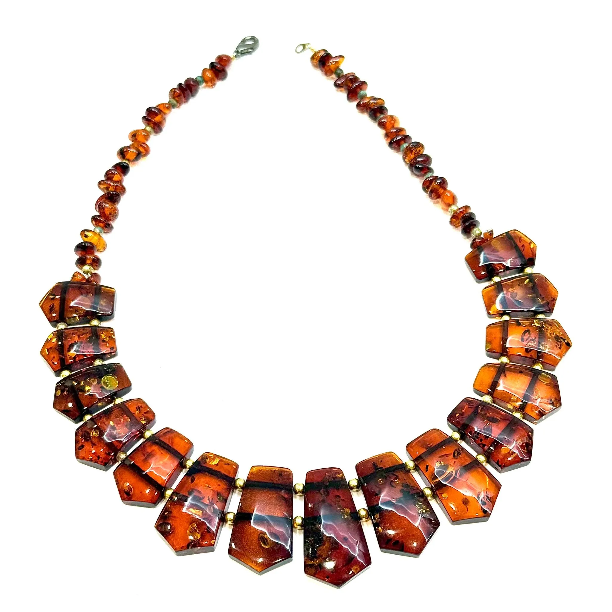 Silver, Gold Plated Amber Necklace