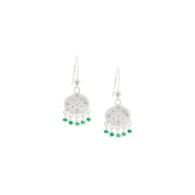 Silver New Moon Emerald Earrings