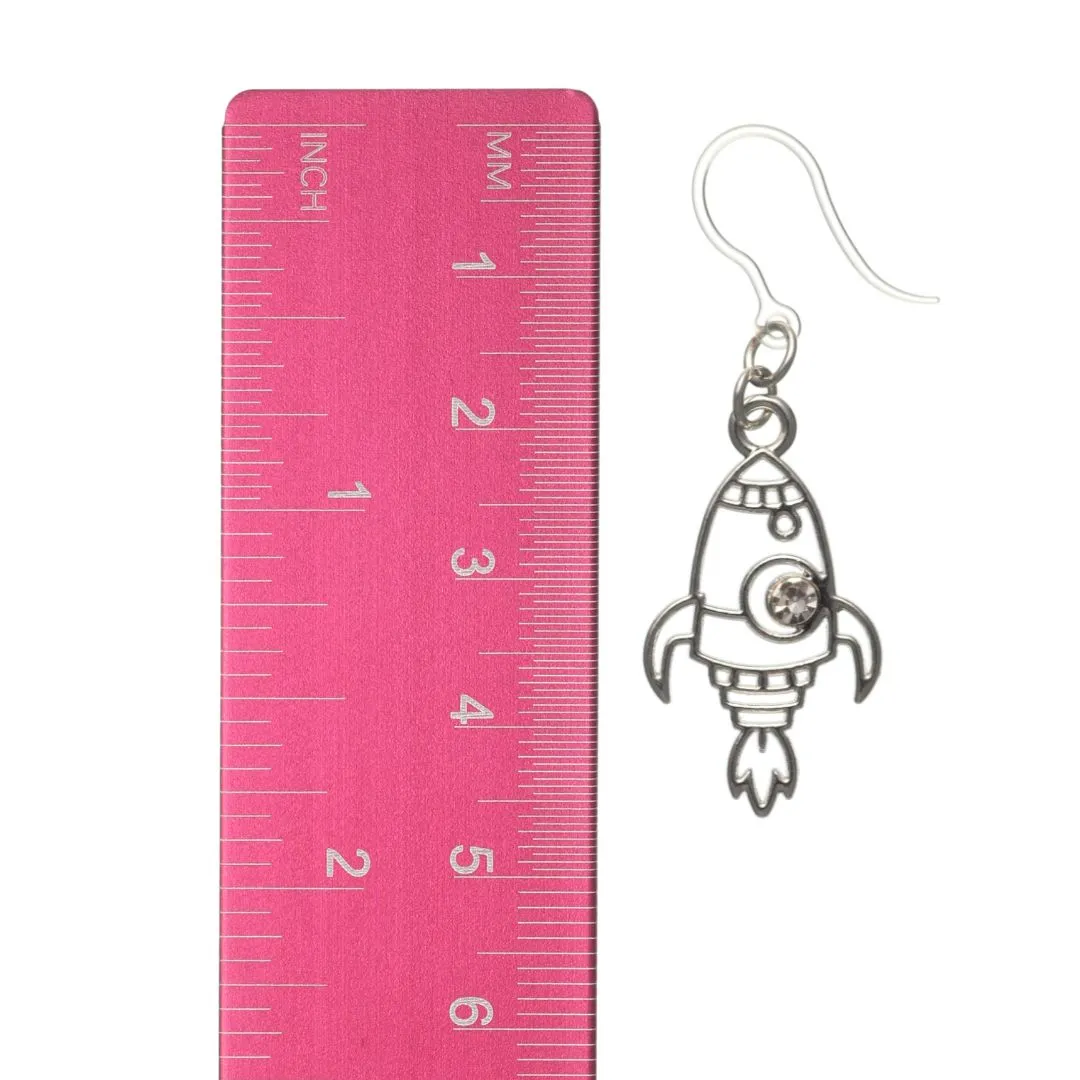 Silver Rocket Dangles Hypoallergenic Earrings for Sensitive Ears Made with Plastic Posts