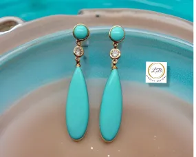 Sleeping Beauty Turquoise & White Topaz Stud/Dangle Earrings