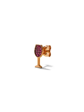 Small Wine Glass Stud Rose Gold Single Earring