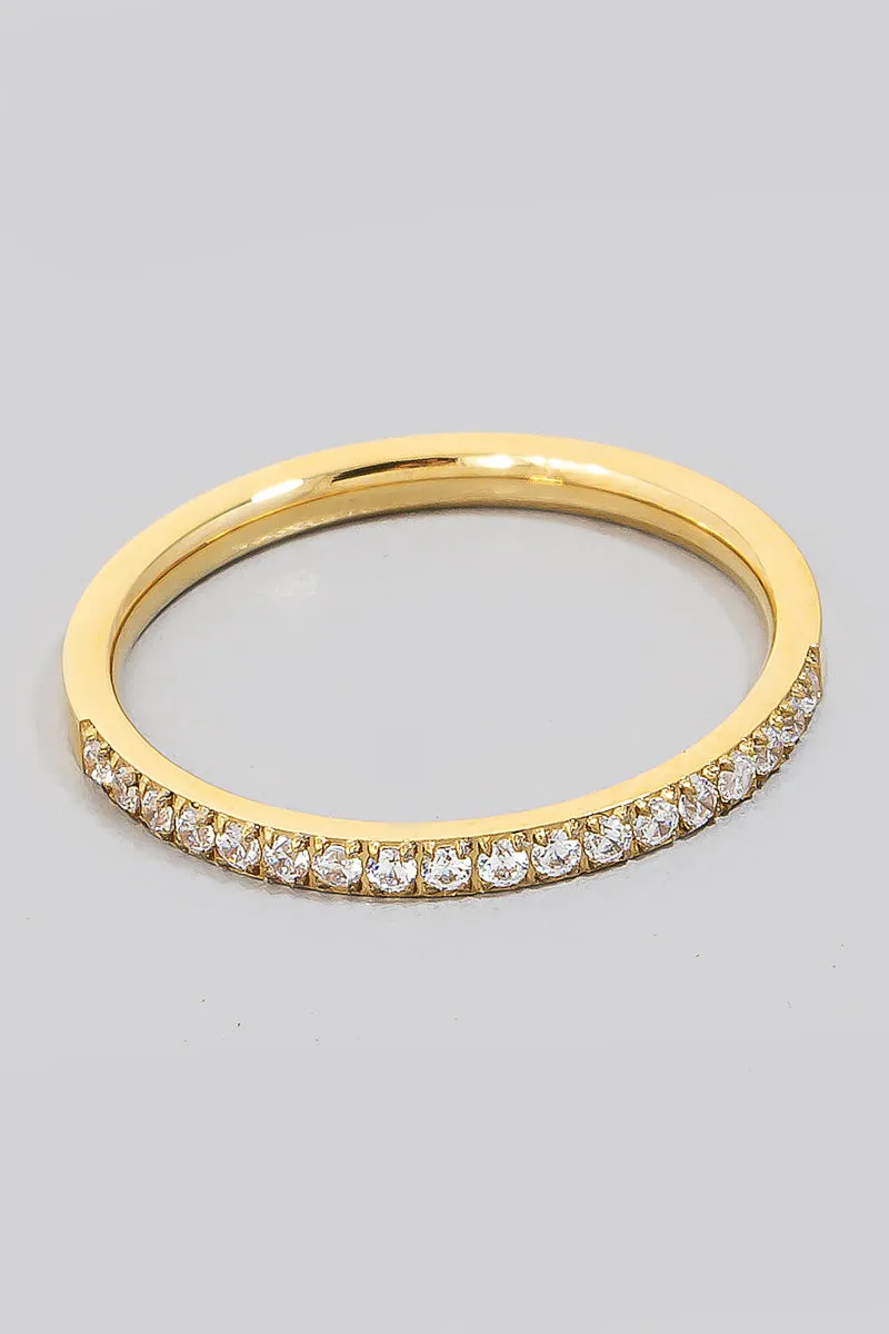 Smooth and Dainty Rhinestone Line Stackable Ring (Gold/Silver)