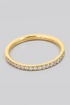 Smooth and Dainty Rhinestone Line Stackable Ring (Gold/Silver)