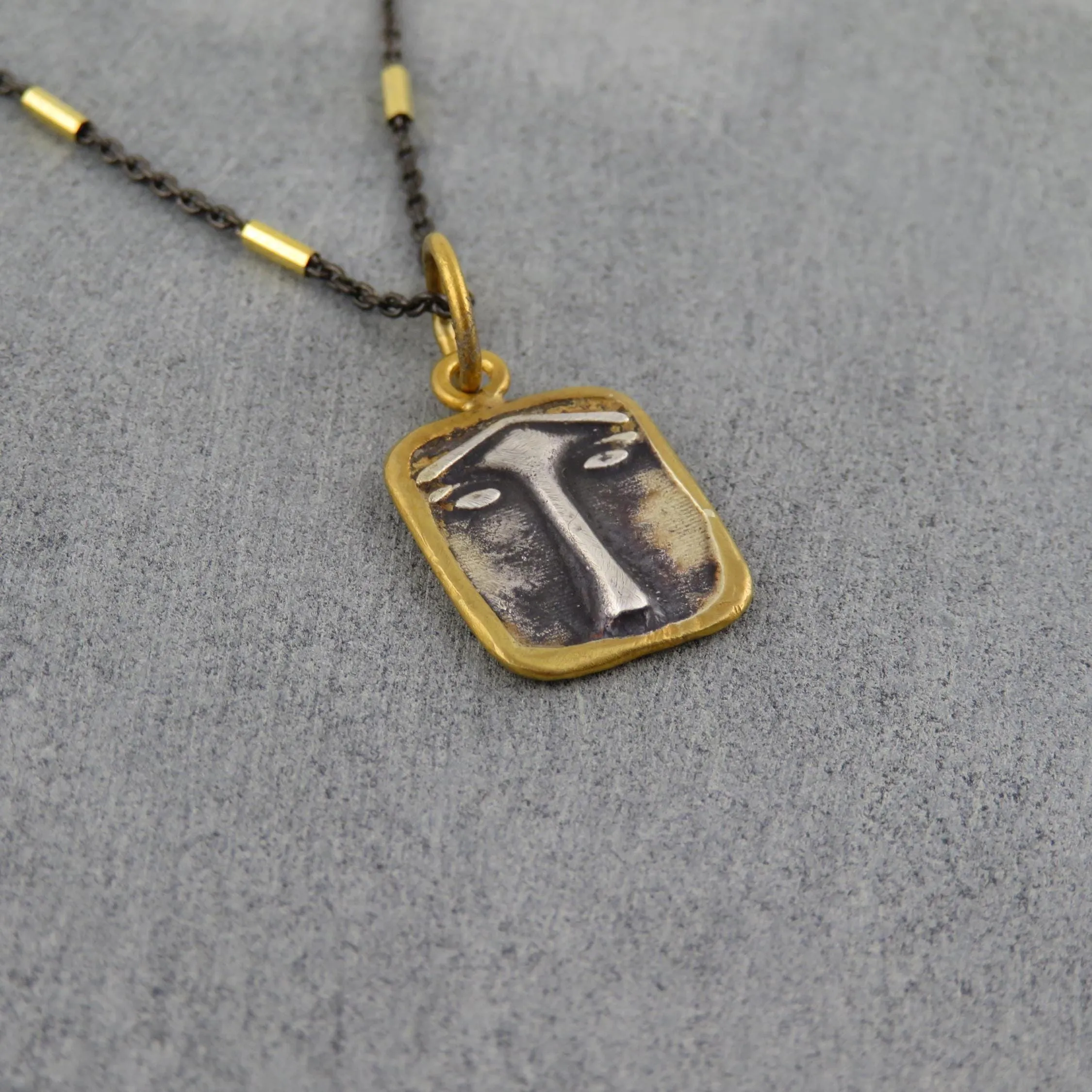 Solid Gold Vintage Face Pendant