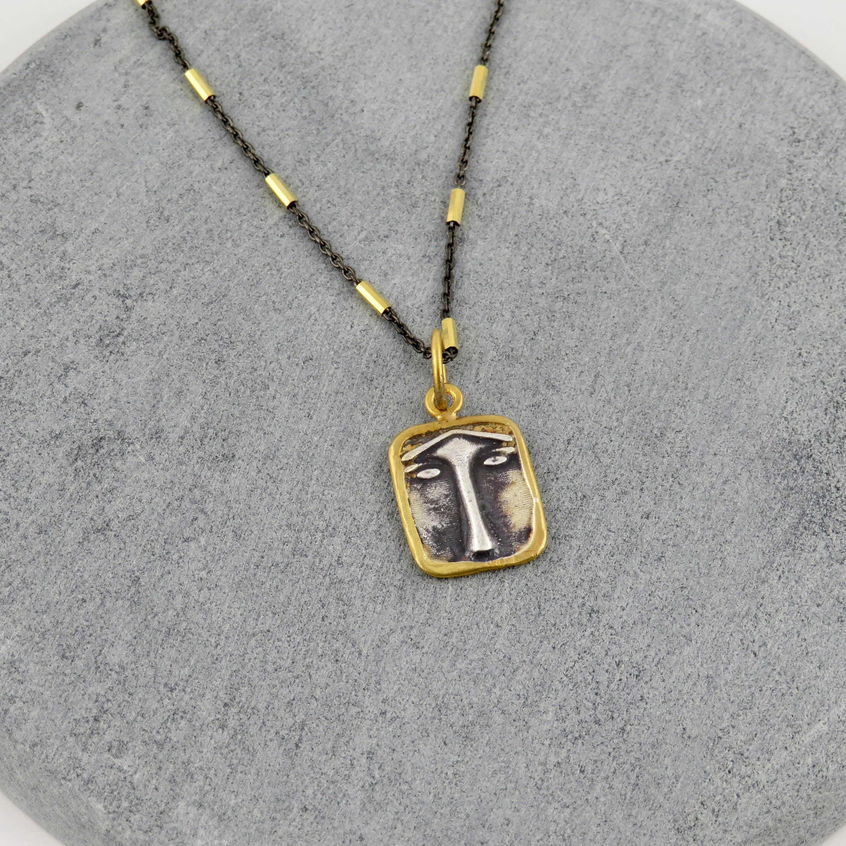 Solid Gold Vintage Face Pendant