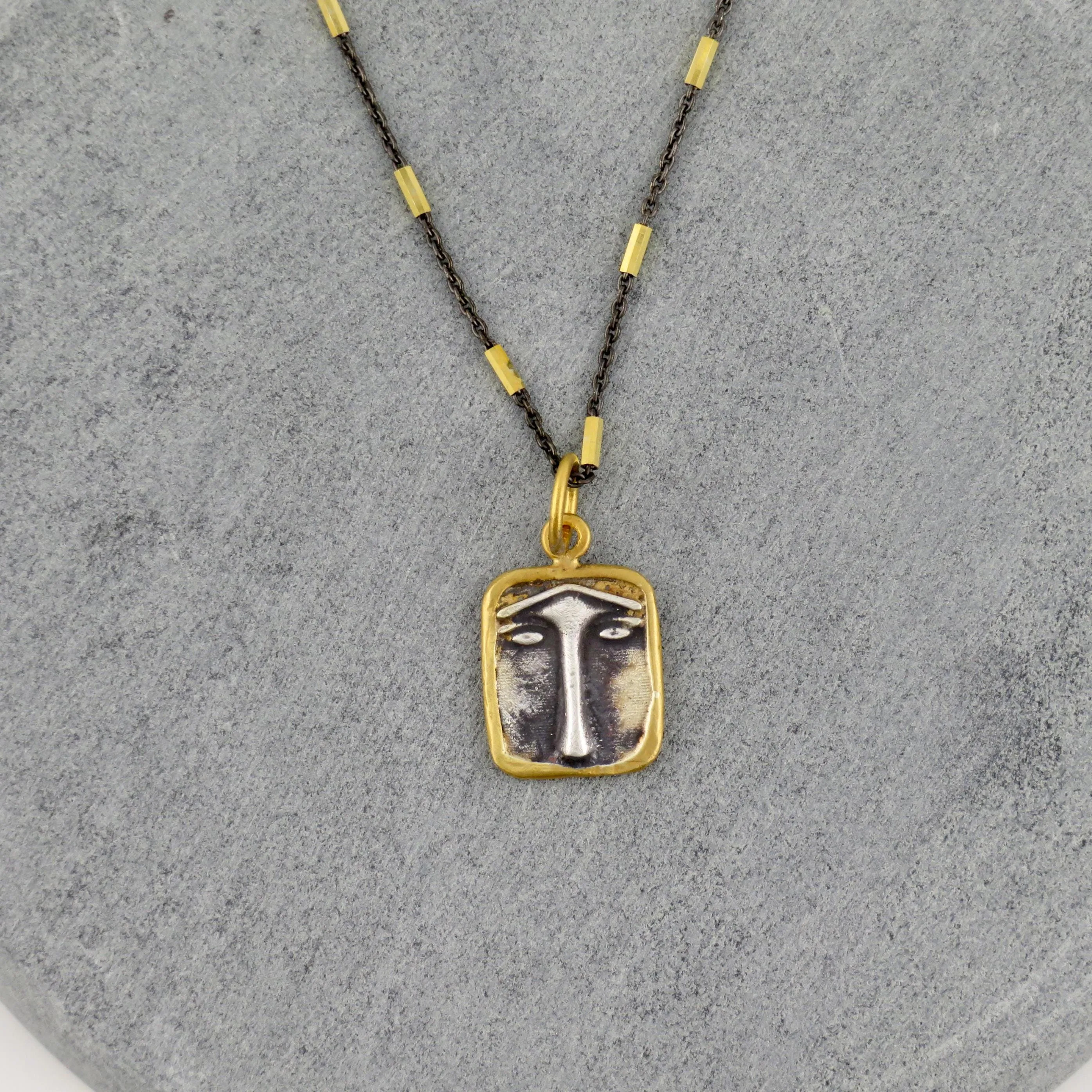 Solid Gold Vintage Face Pendant