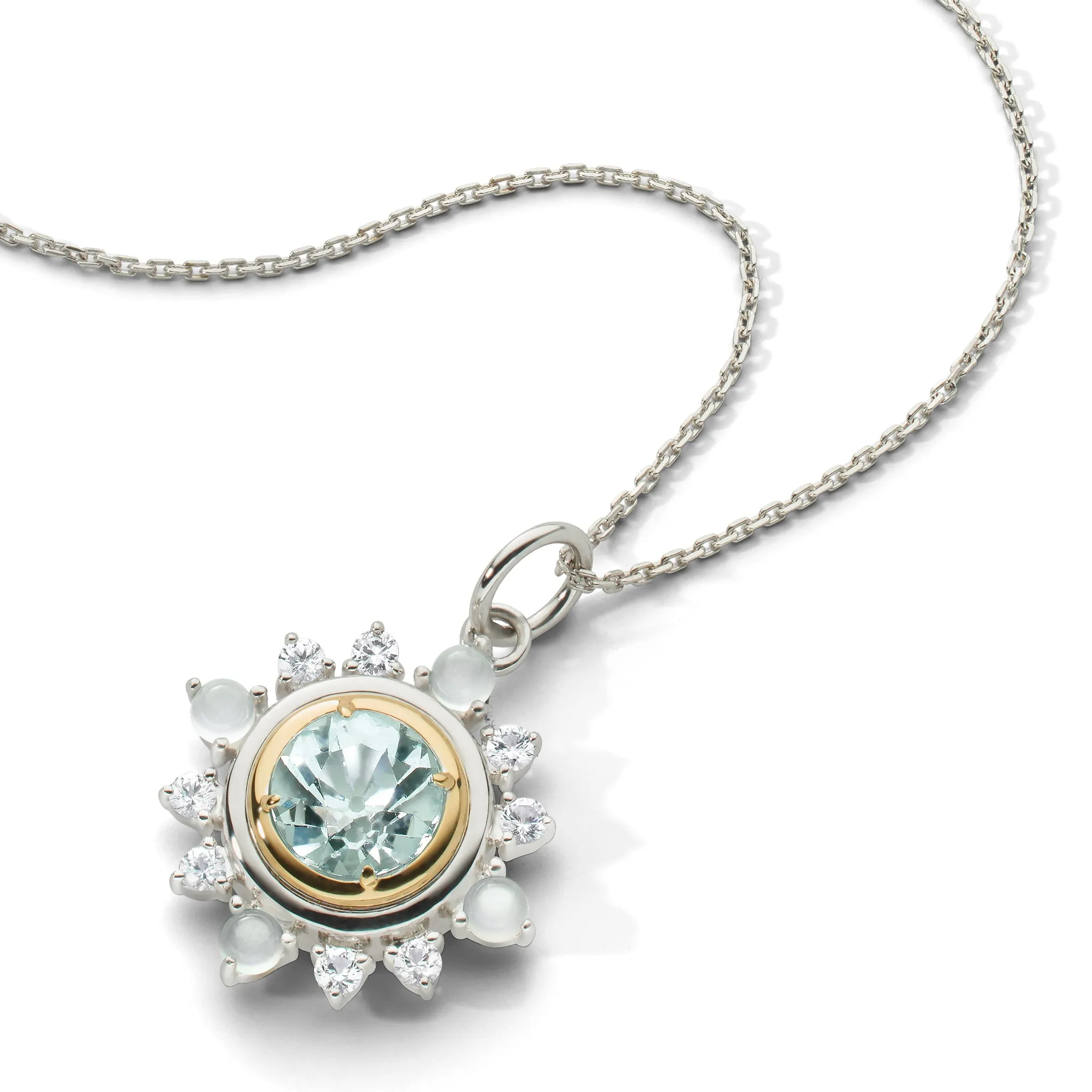 Special Edition Aquamarine, Moonstone and White Sapphire Star Necklace - Sold Out