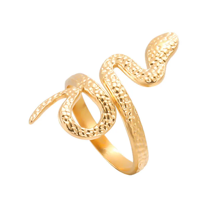 Stainless Steel Adjustable Snake Rings in 18K Gold & Silver Punk Styles for Women & Men