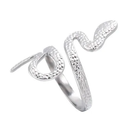 Stainless Steel Adjustable Snake Rings in 18K Gold & Silver Punk Styles for Women & Men