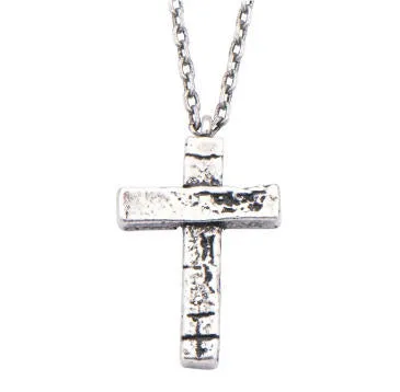 Stainless Steel  Antique Cross Pendant with 22" Chain