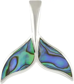 Starborn Abalone Shell Whale Tail Pendant in Sterling Silver – Large