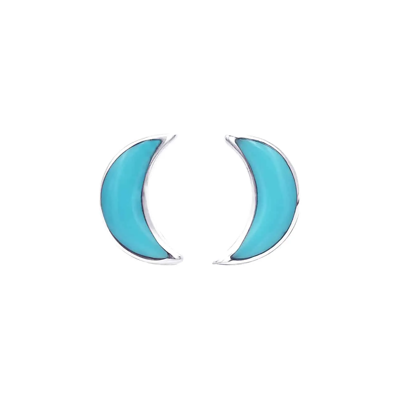 Starborn Turquoise Crescent Moon Post Earrings in Sterling Silver