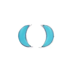 Starborn Turquoise Crescent Moon Post Earrings in Sterling Silver