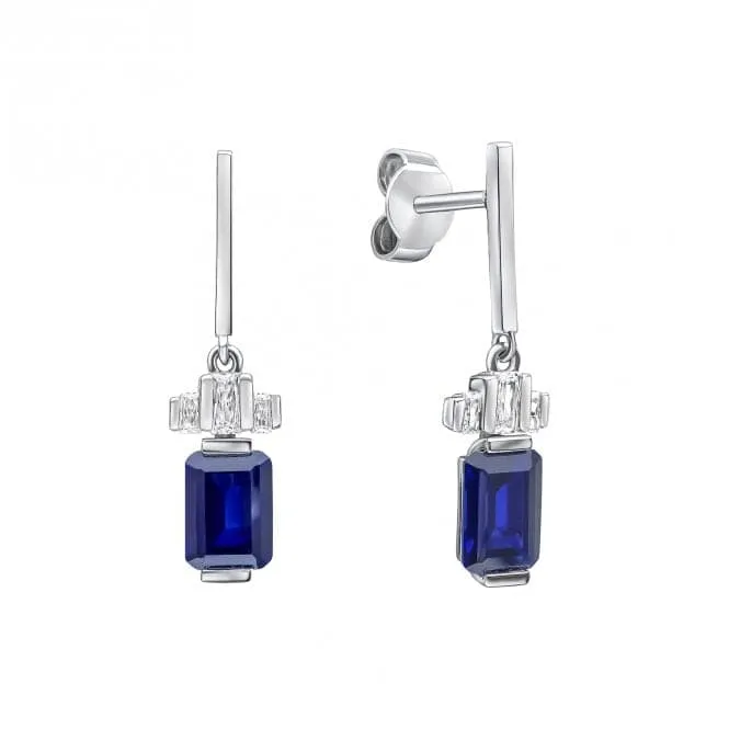 Sterling Silver Blue and Clear Cubic Zirconia Earrings E6409