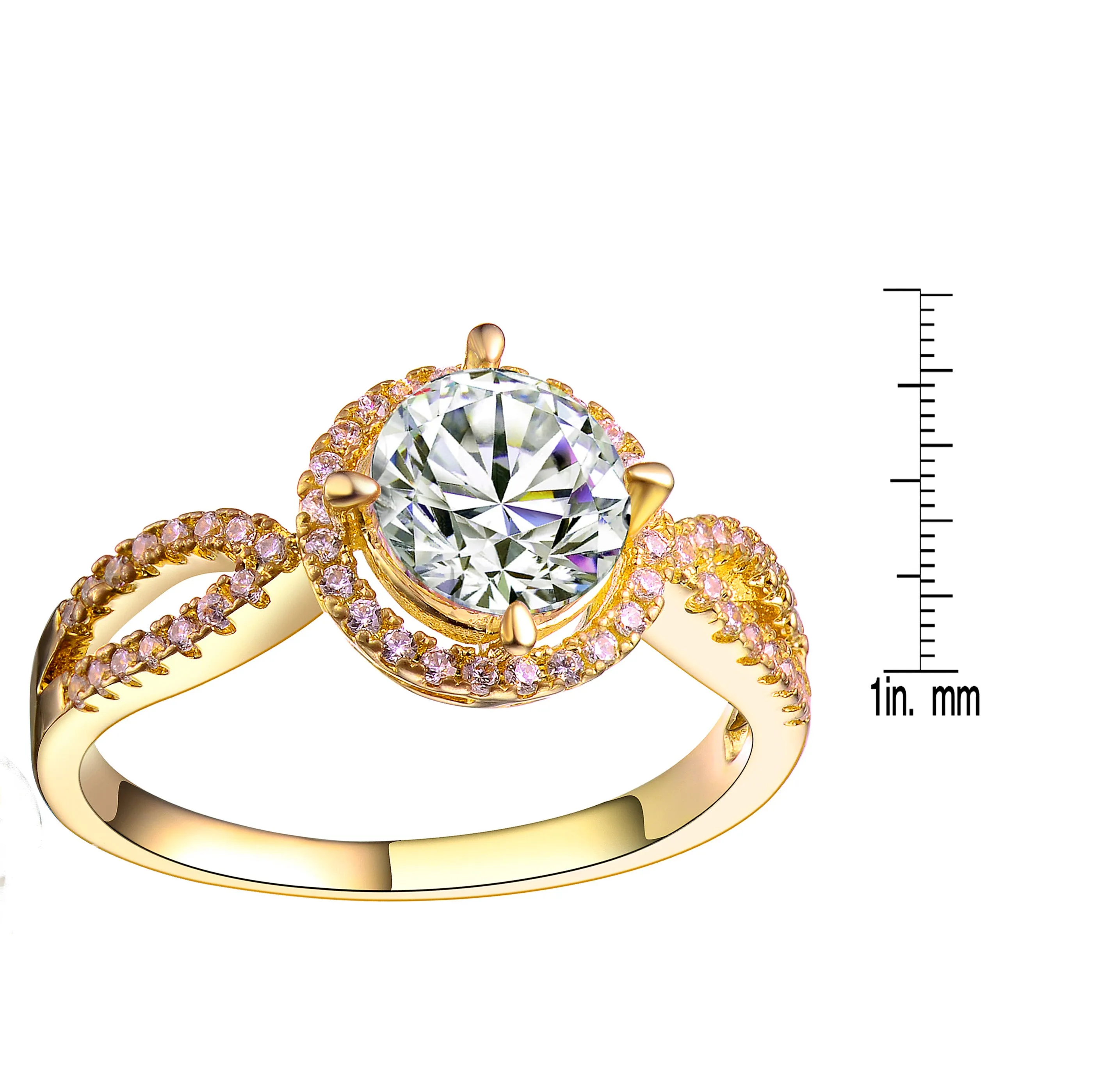 Sterling Silver Gold Plated Cubic Zirconia Bold Statement Ring