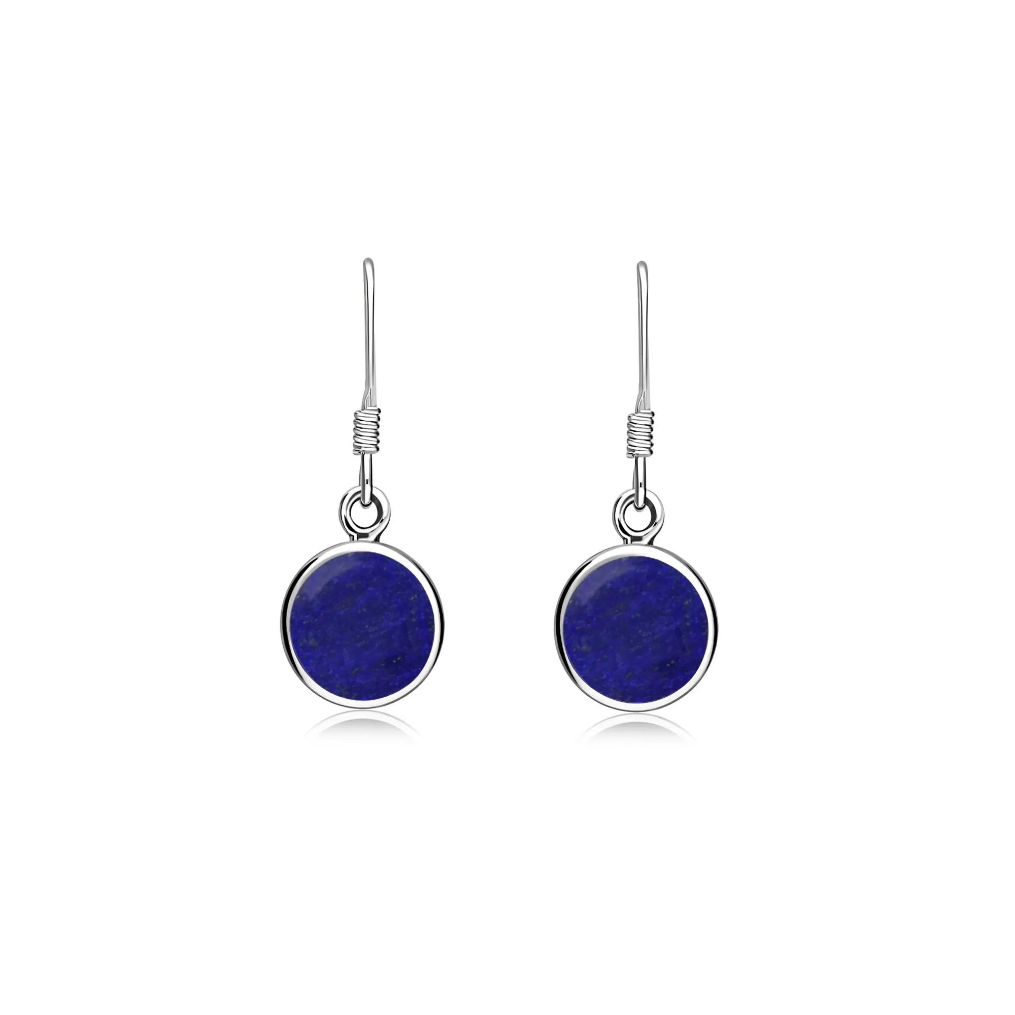 Sterling Silver Lapis Lazuli Round Drop Earrings