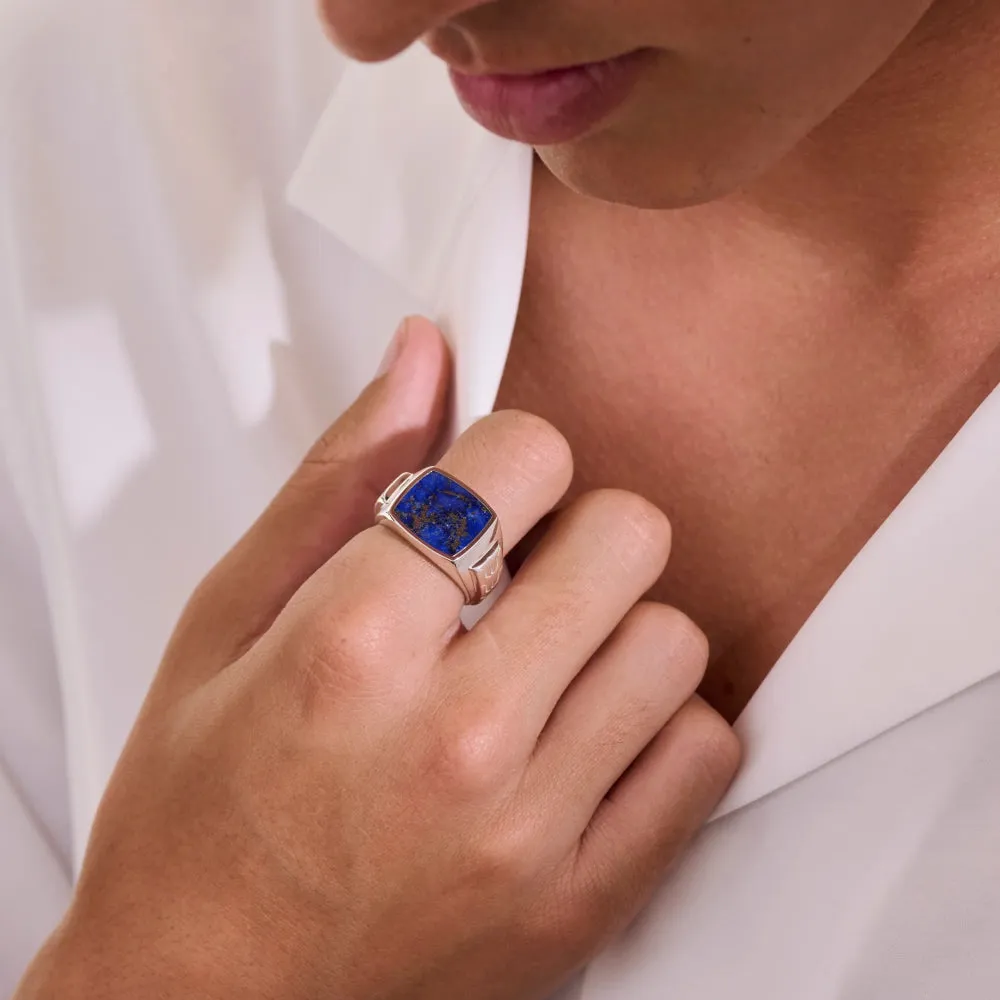 Sterling Silver Lapis Lazuli Signet Ring