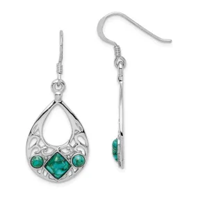 Sterling Silver Teardrop Filigree Turquoise Dangle Earrings