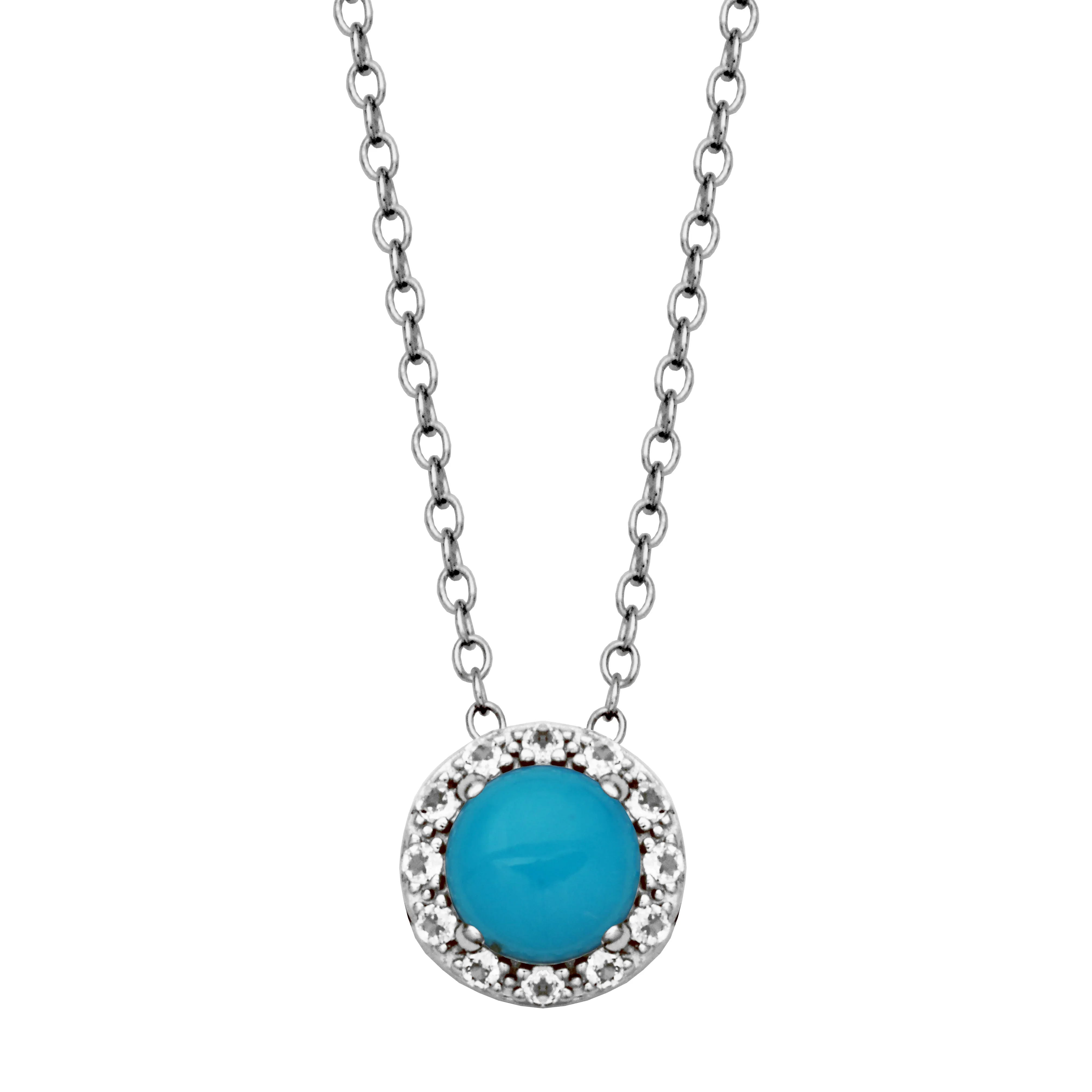 Sterling Silver Turquoise White Topaz Necklace