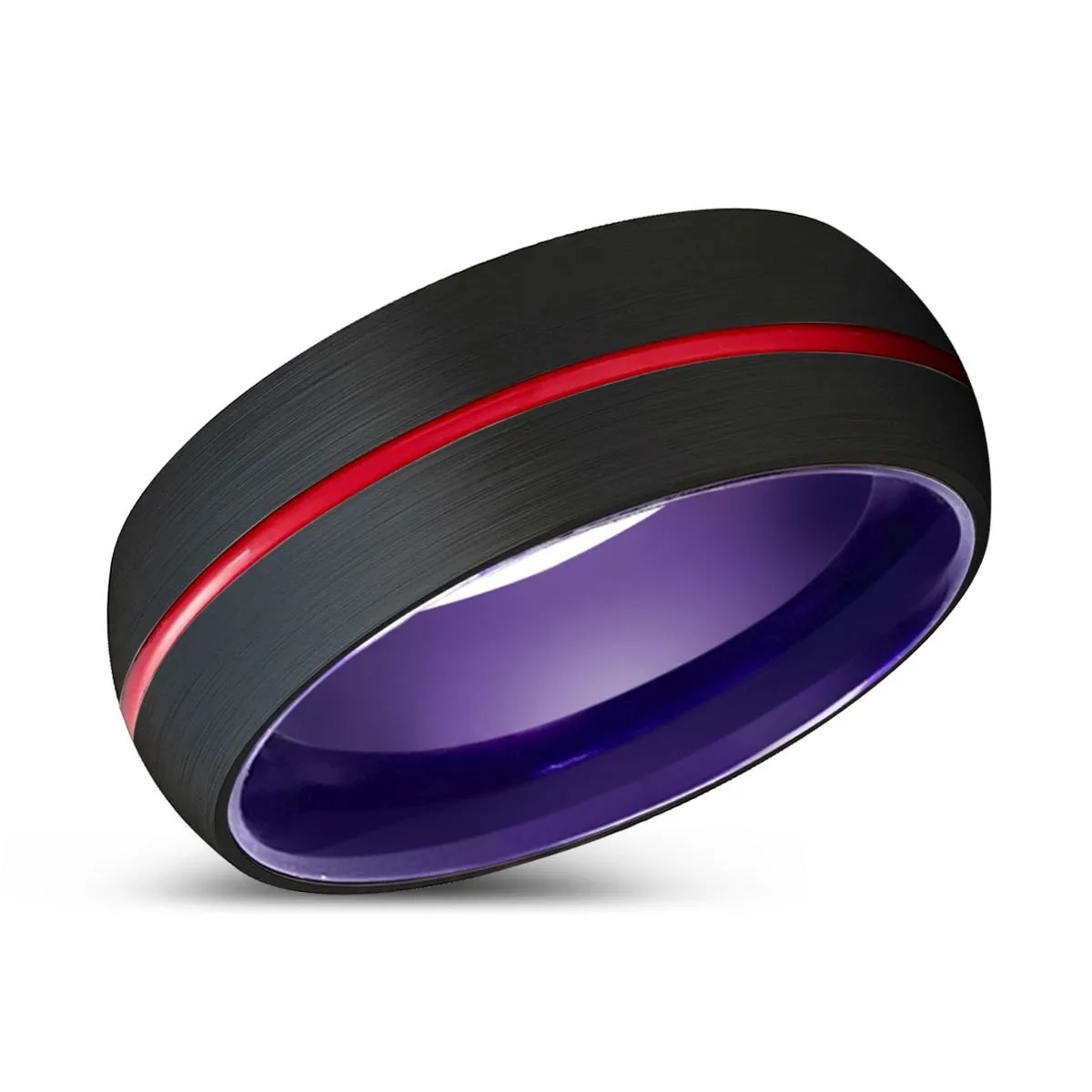 STORK | Purple Ring, Black Tungsten Ring, Red Groove, Domed