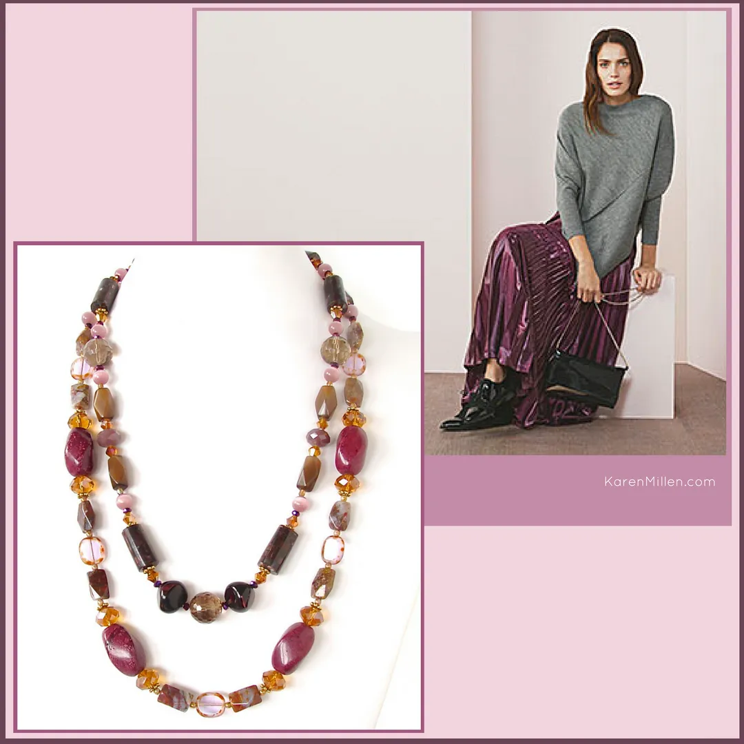 Suede: 46" Long Chunky Necklace