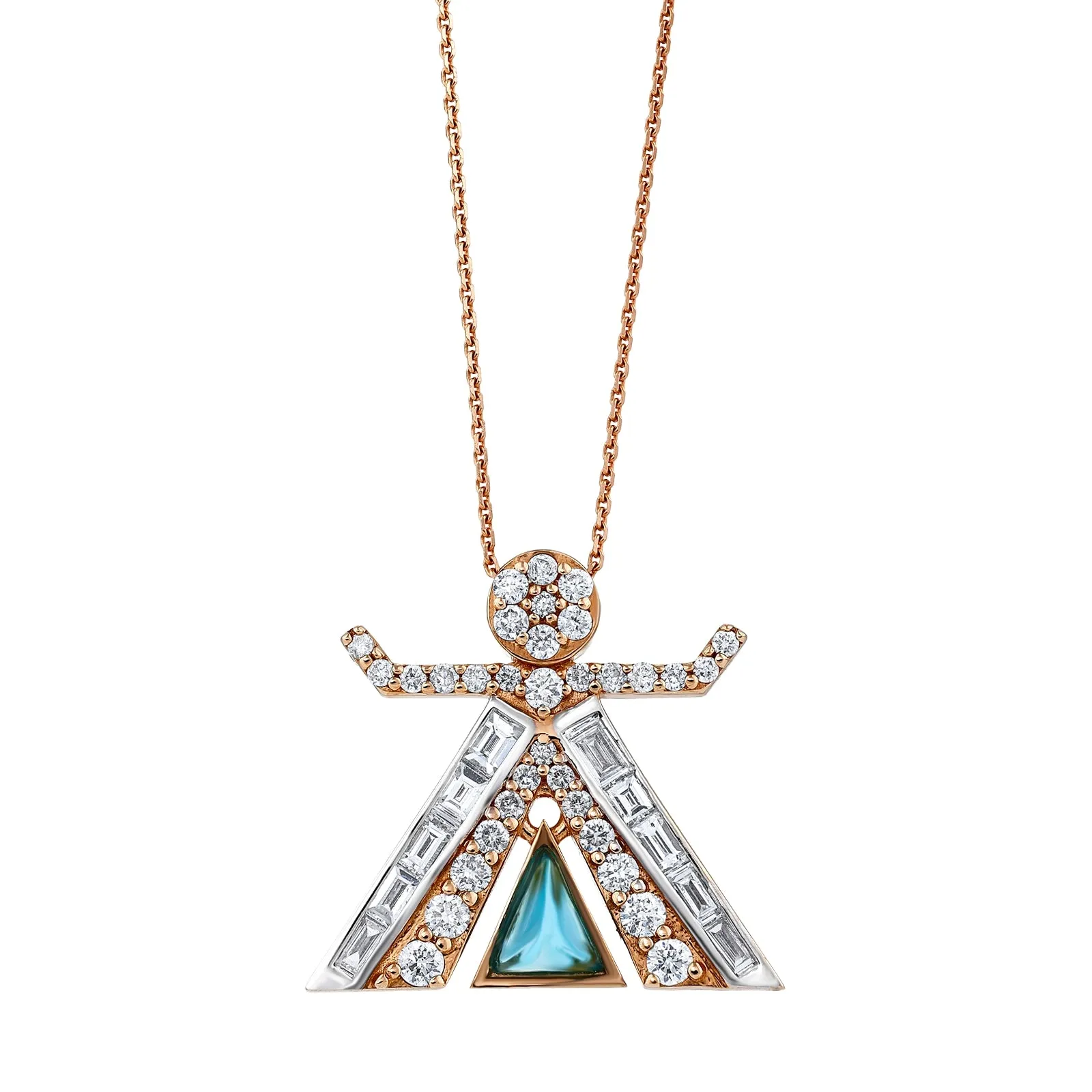 TANIT GOLD BLUE TOPAZ BAGUETTE DIAMOND NECKLACE