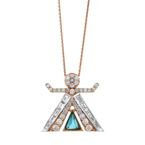 TANIT GOLD BLUE TOPAZ BAGUETTE DIAMOND NECKLACE