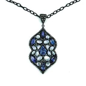 Tanzanite Moonstone and Rose Diamond Pendant