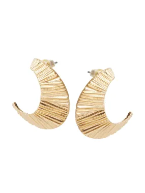 Textured Warm Gold Swoop Earrings